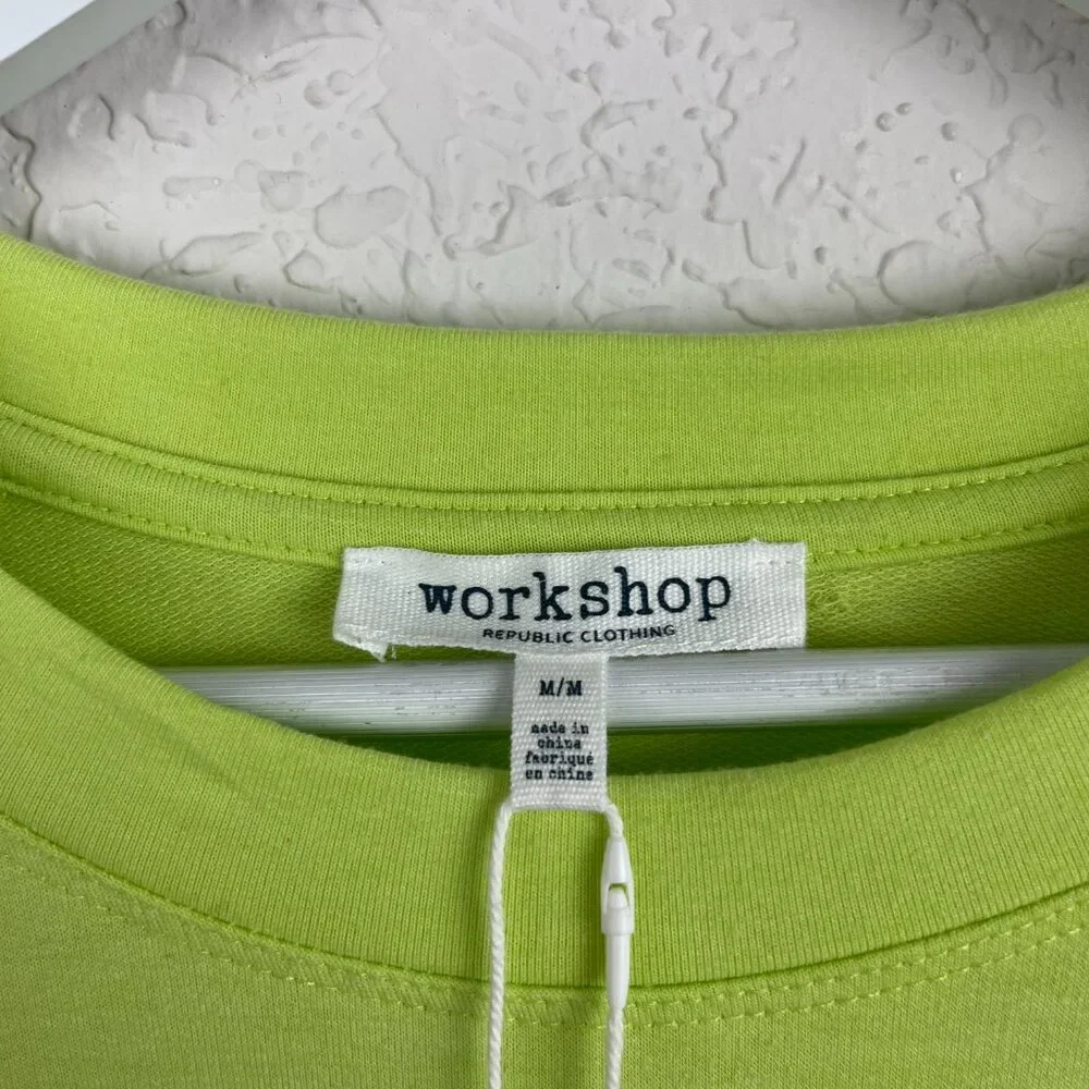 Workshop Sweater Womens Medium Green Crewneck Embroidered Palm Tree Pullover - Picture 4 of 10